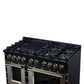 FORNO Ambassador Valente 48" 6.7 cu. ft. Dual Fuel Range, 8 Sealed Burners, Convection Oven in Black with Antique Brass Accents and Copper Rivet Trim, FFSGS6199-48CPBLK
