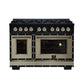 FORNO Ambassador Valente 48" 6.7 cu. ft. Dual Fuel Range, 8 Sealed Burners, Convection Oven in Black with Antique Brass Accents and Copper Rivet Trim, FFSGS6199-48CPBLK