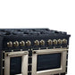 FORNO Ambassador Valente 48" 6.7 cu. ft. Dual Fuel Range, 8 Sealed Burners, Convection Oven in Black with Antique Brass Accents and Copper Rivet Trim, FFSGS6199-48CPBLK