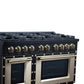 FORNO Ambassador Valente 48" 6.7 cu. ft. Dual Fuel Range, 8 Sealed Burners, Convection Oven in Black with Antique Brass Accents and Copper Rivet Trim, FFSGS6199-48CPBLK