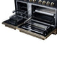 FORNO Ambassador Valente 48" 6.7 cu. ft. Dual Fuel Range, 8 Sealed Burners, Convection Oven in Black with Antique Brass Accents and Copper Rivet Trim, FFSGS6199-48CPBLK