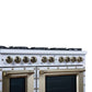FORNO Ambassador Valente 48" 6.7 cu. ft. Dual Fuel Range, 8 Sealed Burners, Convection Oven in White with Antique Brass Accents and Copper Rivet Trim, FFSGS6199-48CPWHT