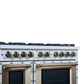 FORNO Ambassador Valente 48" 6.7 cu. ft. Dual Fuel Range, 8 Sealed Burners, Convection Oven in White with Antique Brass Accents and Copper Rivet Trim, FFSGS6199-48CPWHT