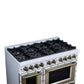 FORNO Ambassador Valente 48" 6.7 cu. ft. Dual Fuel Range, 8 Sealed Burners, Convection Oven in White with Antique Brass Accents and Copper Rivet Trim, FFSGS6199-48CPWHT
