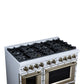 FORNO Ambassador Valente 48" 6.7 cu. ft. Dual Fuel Range, 8 Sealed Burners, Convection Oven in White with Antique Brass Accents and Copper Rivet Trim, FFSGS6199-48CPWHT