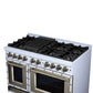 FORNO Ambassador Valente 48" 6.7 cu. ft. Dual Fuel Range, 8 Sealed Burners, Convection Oven in White with Antique Brass Accents and Copper Rivet Trim, FFSGS6199-48CPWHT