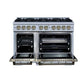 FORNO Ambassador Valente 48" 6.7 cu. ft. Dual Fuel Range, 8 Sealed Burners, Convection Oven in White with Antique Brass Accents and Copper Rivet Trim, FFSGS6199-48CPWHT