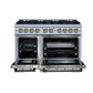 FORNO Ambassador Valente 48" 6.7 cu. ft. Dual Fuel Range, 8 Sealed Burners, Convection Oven in White with Antique Brass Accents and Copper Rivet Trim, FFSGS6199-48CPWHT