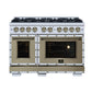 FORNO Ambassador Valente 48" 6.7 cu. ft. Dual Fuel Range, 8 Sealed Burners, Convection Oven in White with Antique Brass Accents and Copper Rivet Trim, FFSGS6199-48CPWHT