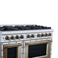 FORNO Ambassador Valente 48" 6.7 cu. ft. Dual Fuel Range, 8 Sealed Burners, Convection Oven in White with Antique Brass Accents and Copper Rivet Trim, FFSGS6199-48CPWHT