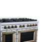 FORNO Ambassador Valente 48" 6.7 cu. ft. Dual Fuel Range, 8 Sealed Burners, Convection Oven in White with Antique Brass Accents and Copper Rivet Trim, FFSGS6199-48CPWHT