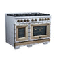 FORNO Ambassador Valente 48" 6.7 cu. ft. Dual Fuel Range, 8 Sealed Burners, Convection Oven in White with Antique Brass Accents and Copper Rivet Trim, FFSGS6199-48CPWHT