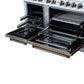 FORNO Ambassador Valente 48" 6.7 cu. ft. Dual Fuel Range, 8 Sealed Burners, Convection Oven in White with Antique Brass Accents and Copper Rivet Trim, FFSGS6199-48CPWHT