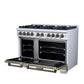 FORNO Ambassador Valente 48" 6.7 cu. ft. Dual Fuel Range, 8 Sealed Burners, Convection Oven in White with Antique Brass Accents and Copper Rivet Trim, FFSGS6199-48CPWHT
