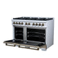 FORNO Ambassador Valente 48" 6.7 cu. ft. Dual Fuel Range, 8 Sealed Burners, Convection Oven in White with Antique Brass Accents and Copper Rivet Trim, FFSGS6199-48CPWHT