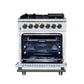 FORNO Massimo 30" 4.32 cu. ft. Freestanding Dual Fuel Range with 5 Sealed Burners, Air Fryer Kit, Wok Support & Griddle in White with Antique Brass Accents, FFSGS6125-30WHT