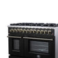 FORNO Massimo 48" 6.58 cu. ft. Freestanding Dual Fuel Range with 8 Sealed Burners, Air Fryer Kit, Wok Support & Griddle in Black with Antique Brass Accents, FFSGS6125-48BLK