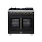 FORNO Capriasca 36" 5.36 cu. ft. Dual Fuel Range with 6 Brass Burners, Air Fryer Kit, Rotisserie Kit, Wok Support & Griddle in Black with Antique Brass Accents, FFSGS6387-36BLK