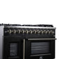 FORNO Capriasca 48" 6.58 cu. ft. Dual Fuel Range with 8 Brass Burners, Air Fryer Kit, Rotisserie Kit, Wok Support & Griddle in Black with Antique Brass Accents, FFSGS6387-48BLK