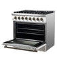 FORNO Galiano 36" 5.36 cu. ft. Dual Fuel Range with 6 Sealed Burners in White with Antique Brass Accents, FFSGS6156-36WHT