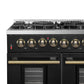 FORNO Galiano 48" 6.58 cu. ft. Dual Fuel Range with 8 Sealed Burners and Griddle in Black with Antique Brass Accents, FFSGS6156-48BLK