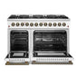 FORNO Galiano 48" 6.58 cu. ft. Dual Fuel Range with 8 Sealed Burners and Griddle in White with Antique Brass Accents, FFSGS6156-48WHT