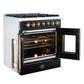 FORNO Galiano 30" 4.32 cu. ft. French Door Dual Fuel Range with 5 Sealed Burners in Black with Antique Brass Accents, FFSGS6356-30BLK