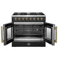 FORNO Galiano 36" 5.36 cu. ft. French Door Dual Fuel Range with 6 Sealed Burners in Black with Antique Brass Accents, FFSGS6356-36BLK