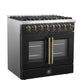 FORNO Galiano 36" 5.36 cu. ft. French Door Dual Fuel Range with 6 Sealed Burners in Black with Antique Brass Accents, FFSGS6356-36BLK