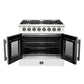 FORNO Galiano 36" 5.36 cu. ft. French Door Dual Fuel Range with 6 Sealed Burners in White with Antique Brass Accents, FFSGS6356-36WHT
