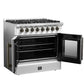 FORNO Galiano 36" 5.36 cu. ft. French Door Dual Fuel Range with 6 Sealed Burners in White with Antique Brass Accents, FFSGS6356-36WHT