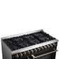 FORNO Galiano 48" 6.58 cu. ft. French Door Dual Fuel Range with 8 Sealed Burners and Griddle in Black with Antique Brass Accents, FFSGS6356-48BLK