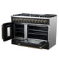 FORNO Galiano 48" 6.58 cu. ft. French Door Dual Fuel Range with 8 Sealed Burners and Griddle in Black with Antique Brass Accents, FFSGS6356-48BLK