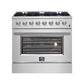FORNO Marco 36" 5.36 cu. ft. Dual Fuel Range in Stainless Steel with 6 Sealed Burners, FFSGS6197-36