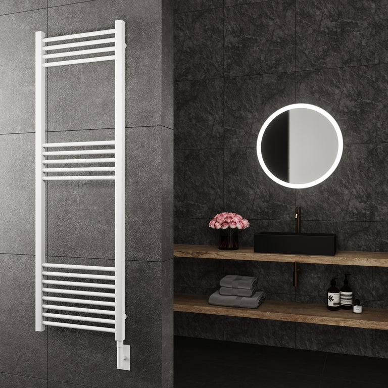 Eos Wall Mounted Electric Towel Warmer in White