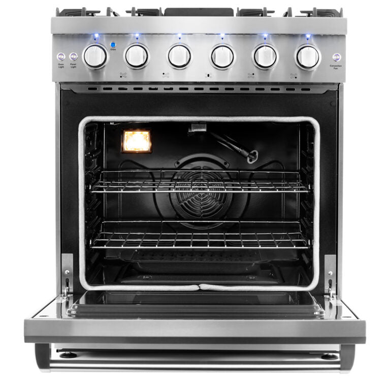 Cosmo Package - 30" Gas Range, Under Cabinet Range Hood, Dishwasher, Refrigerator with Ice Maker and Wine Cooler, COS-5PKG-212