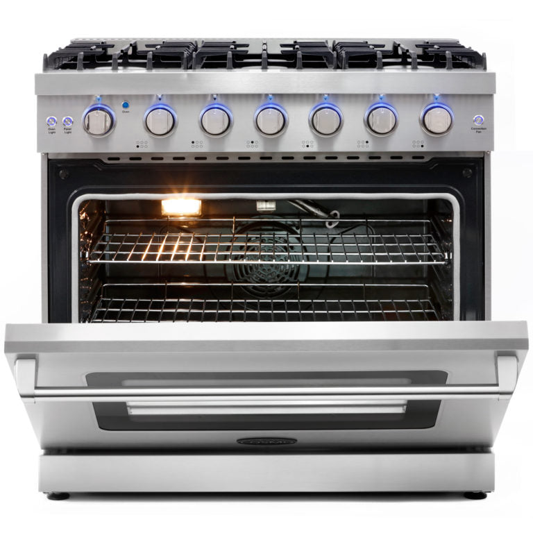 Cosmo Package - 36" Gas Range, Wall Mount Range Hood and Dishwasher, COS-3PKG-038