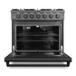 Cosmo Haven 36" 6.0 cu. ft. Gas Range, 6 Burners, Convection Oven, Knob LEDs, Storage Drawer in Matte Black, COS-EPGR366-BK