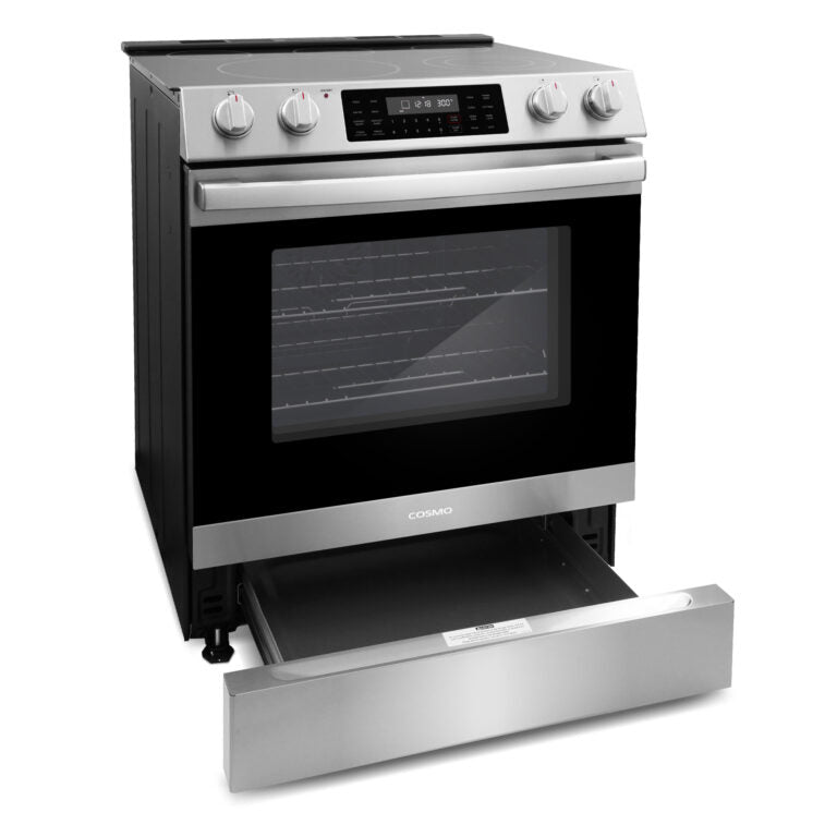 Cosmo Commercial 30" 6.3 cu. ft. Electric Range with 5 Burner Glass Cooktop and Self Clean Air Fry Oven in Stainless Steel
, COS-ERC305WKTD