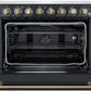 FORNO Paolo 36" 5.44 cu. ft. Freestanding Electric Range with True Convection Oven in Black with Antique Brass Accents, FFSEL6011-36BLK