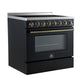 FORNO Paolo 36" 5.44 cu. ft. Freestanding Electric Range with True Convection Oven in Black with Antique Brass Accents, FFSEL6011-36BLK