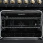FORNO Paolo 48" 6.7 cu. ft. Freestanding Electric Range with True Convection Oven in Black with Antique Brass Accents, FFSEL6011-48BLK