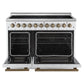 FORNO Paolo 48" 6.7 cu. ft. Freestanding Electric Range with True Convection Oven in White with Antique Brass Accents, FFSEL6011-48WHT