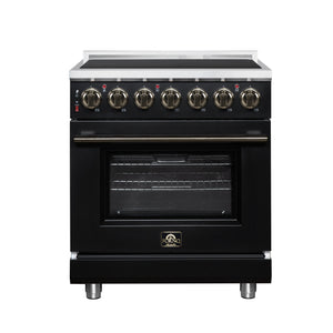 FORNO Massimo 30-Inch 4.32 cu. ft. Electric Range, 5 Radiant Elements, Convection Oven, Air Fryer, Black, FFSEL6020-30BLK