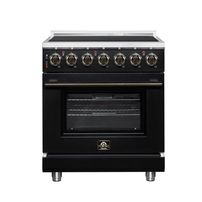 FORNO Massimo 30-Inch 4.32 cu. ft. Electric Range, 5 Radiant Elements, Convection Oven, Air Fryer, Black, FFSEL6020-30BLK