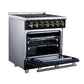 FORNO Massimo 30-Inch 4.32 cu. ft. Electric Range, 5 Radiant Elements, Convection Oven, Air Fryer, Black, FFSEL6020-30BLK