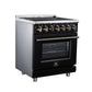 FORNO Massimo 30-Inch 4.32 cu. ft. Electric Range, 5 Radiant Elements, Convection Oven, Air Fryer, Black, FFSEL6020-30BLK