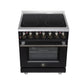 FORNO Massimo 30-Inch 4.32 cu. ft. Electric Range, 5 Radiant Elements, Convection Oven, Air Fryer, Black, FFSEL6020-30BLK