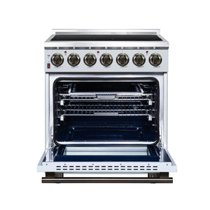 FORNO Massimo 30-Inch 4.32 cu. ft. Electric Range, 5 Radiant Elements, Convection Oven, Air Fryer, White, FFSEL6020-30WHT