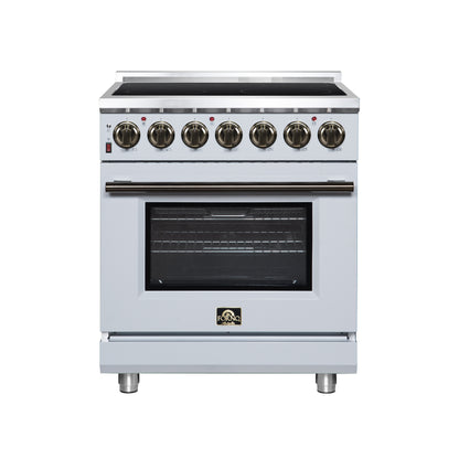 FORNO Massimo 30-Inch 4.32 cu. ft. Electric Range, 5 Radiant Elements, Convection Oven, Air Fryer, White, FFSEL6020-30WHT